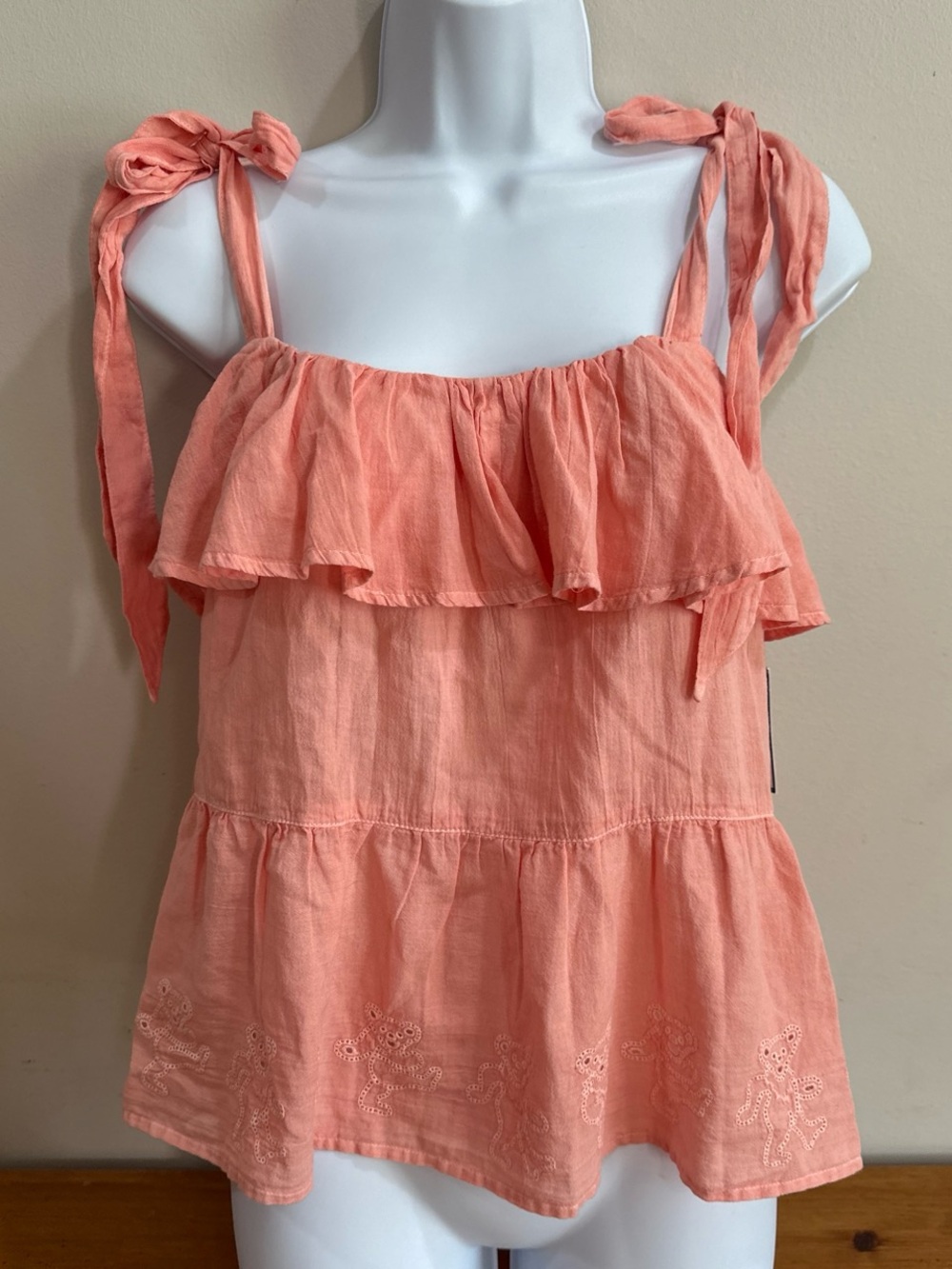 Lucky Brand Coral Tie-Shoulder Ruffle Camisole